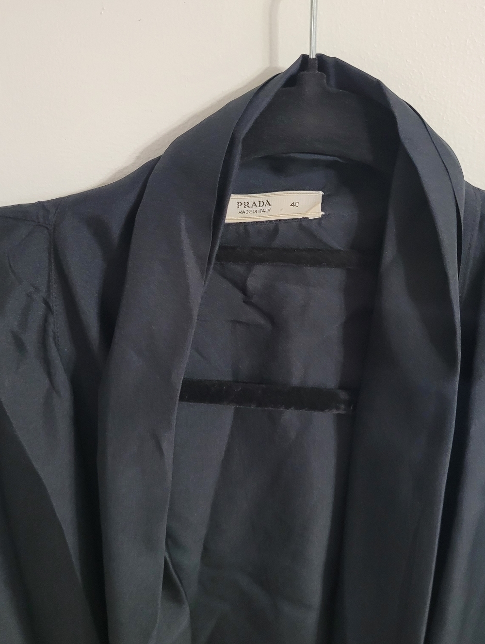 Prada Black Satin Shawl-Collar Blouse